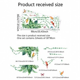 SSyang Wandtattoo Pflanzen, Wandtattoo Dschungel, Wall Stickers Tropische Blätter Pflanzen, Wandsticker Vogel Schmetterling, Wandaufkleber für Kinderzimmer, Wohnzimmer, Küche (120cmx80cm)