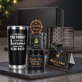 Birthday Gifts Basket For Men Who Have Everything, Unique Presents For Fathers day, Anniversary, Him, Husband, Dad, Grandpa, 20 oz Coffee Tumbler Multitool Gifts Set, You're Awesome Gifts