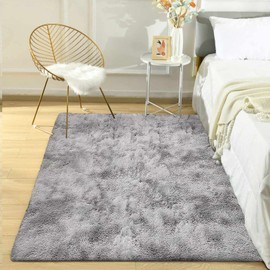 Calore - Alfombra Salon Grandes Shaggy Antideslizante Super Suave Pelo Largo Fluffy Alfombra Adecuado para la Decoración de Salas de Estar y Dormitorios Alfombras (Gris Blanco, 80x120CM)