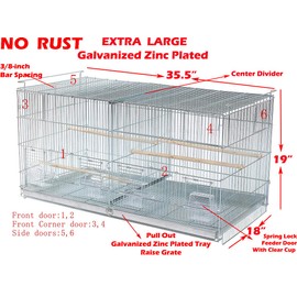 LOT of Add On X-Large 35.5" x 18" x 19"H No Rust Stainless Galvanized Zinc Plated Stackable Breeder Bird Flight Cage with Removable Center Divider and Breeding Nest Doors