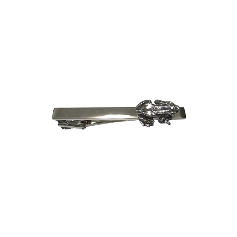 Silver Toned Small Detailed Frog Toad Tie Clip
