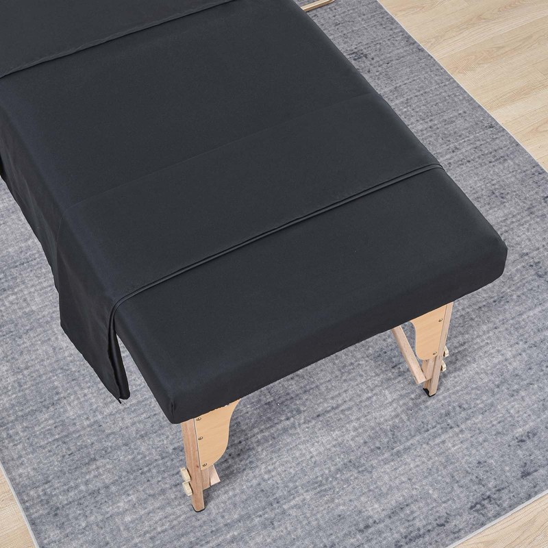 Kesfey 3-Piece Black Microfiber Massage Sheet Set, Includes Massage Flat