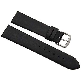 20 mm Calfskin Watch Strap Made in Germany in Black with Silver-Coloured Pin Buckle Including myledershop Installation Instructions (English language not guaranteed), black, Strap.