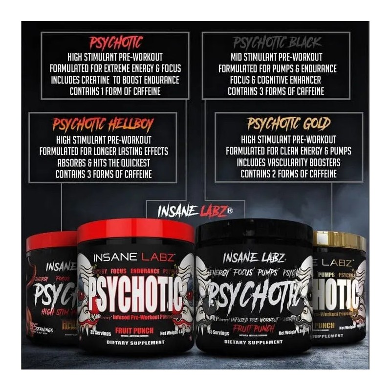 Pre Entreno Psychotic Black Insane Labz Oxido Nitrico L