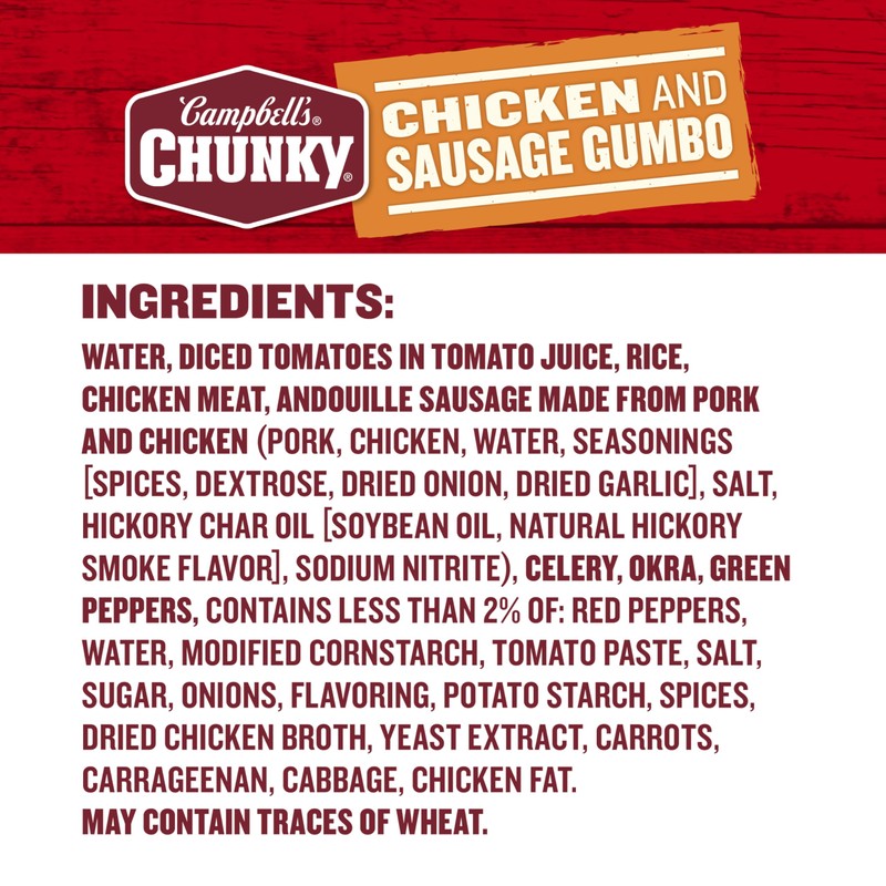Campbell’s Chunky Soup, Chicken and Sausage Gumbo, 18.8 oz Can