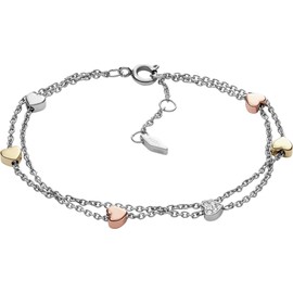 Fossil Women's Tri-Tone Stud Earrings Necklace Bracelet, Stainless Steel