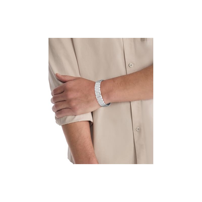 Calvin No Small Men's Structured Links Stainless Steel Link Bracelet