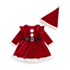 Baby Girl Christmas Outfits Santa Dress Long Sleeve Velvet Romper