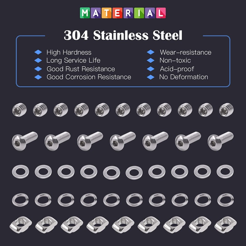 Glarks 230Pcs 2020 Series Aluminum Profile Connector Set Include 22Pcs