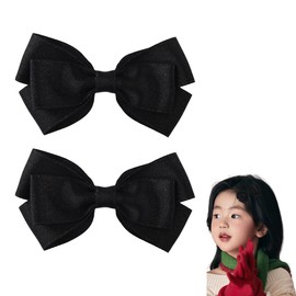 Gold Bow Alligator Hair Clips for Girls Gold Hair Accessories for Toddler Girls Christmas Hair Clips Barrette Cute Yellow Hair Bow Barrettes Clip for Girls French Hair Bows Clips Hairpins 2Pcs