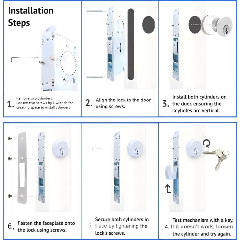 RupXinSplend Cylinder Deadbolt Mortise Lock - Commercial Storefront Door Lock