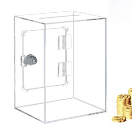 Donation Ballot Box with Lock,Granmagazz Acrylic Donation Box, Recommended Box, Ballot Box, Transparent Storage Box, Secure Suggestion Box Perfect for Business Cards (Transparent)