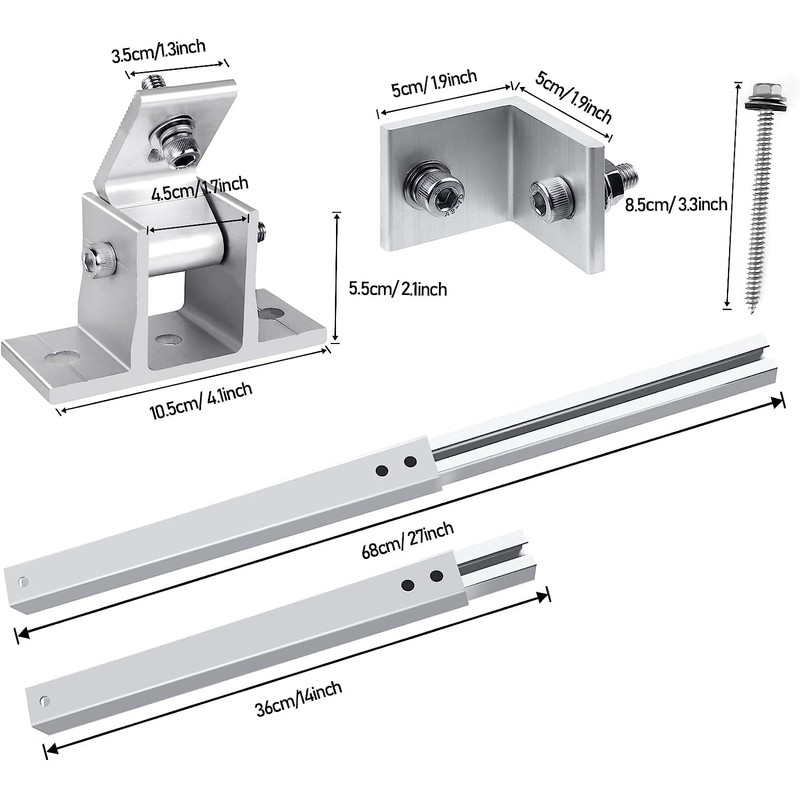 2 Sets (4Pcs) Solar Panel Mounting Brackets - Adjustable Solar