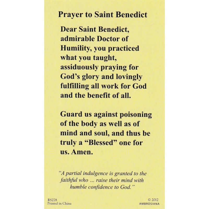 +Holy Card~"Prayer to Saint Benedict"(Doct