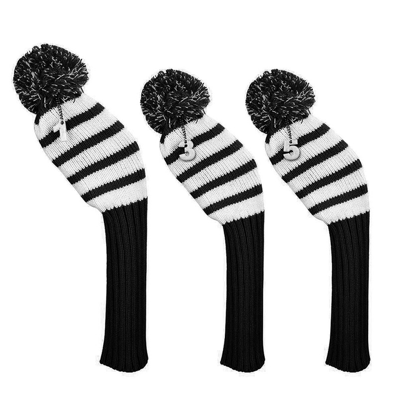 CENPEK Stripes Knitted Golf Club Head Covers 3 Piece Set