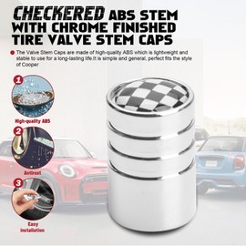 Xotic Tech Chrome Wheel Valve Stem Cap Cover Screw with Checkerboard Car Tire Wheel Stem Air Valve Caps, Compatible with Mini Cooper F55 F56 R50 R52 R53 R55 R56 R57 R58 R59 R60 R61, 4pcs