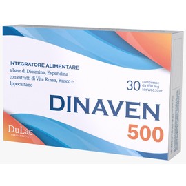 Dulac – Dinaven 500, Food Supplement for Leg Support Circulation, 30 Tablets, for Heavy and Tired Legs, Helps Improve Blood Flow, with Diosmin and Hesperidin, Made in Italy