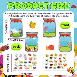 40 Sheets Insect Stickers with Jar Scenes, Make Your Own Bug Jar Nature Stickers, DIY Spring Crafts Activities for Kids Classroom Party Supplies