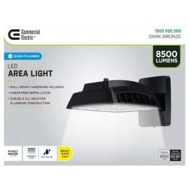 Commercial Electric 8500 Lumens LED Area Light - Dusk to Dawn - Dark Bronze