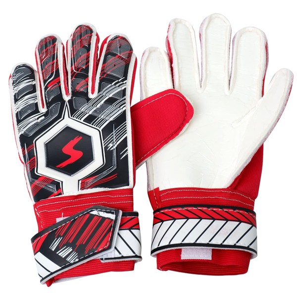 GTM Smith Goalie Gloves Keeper Gloves GK Gloves Soccer Futsal Practice #8 Red