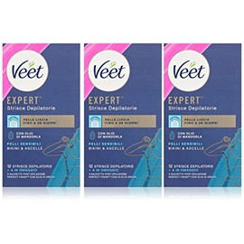 Veet Expert 48 Stripes Underarm and Bikini Zone Sensitive Skin - 3 Packs of 16 Strips