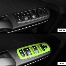 CheroCar for Dodge Window Lift Switch Cover Interior Button Trim Kit Interior Accessories for Dodge RAM 2010-2017/Dodge Charger Durango 2011-2022 (Light Green)…