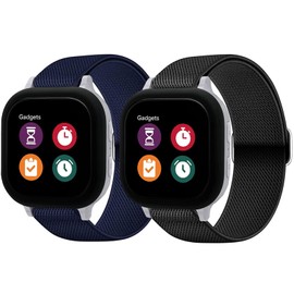 2 Pack Stretchy Nylon Band Compatible with Gizmo Watch 3 2 1/Gabb Watch 3 2 1/SyncUP Kids Watch/Cosmo JrTrack 3/2 SE/2/JrTrack Band for Kids,Soft Elastic Band with Adjustable Buckle