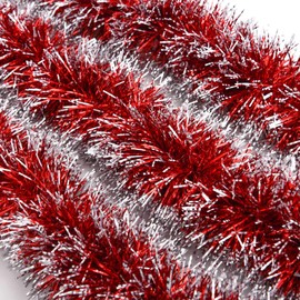 eBoot, Christmas tinsel garland, 12 metre, shiny, metallic, Christmas tree garland, hanging decoration for Christmas parties, indoor and outdoor decoration