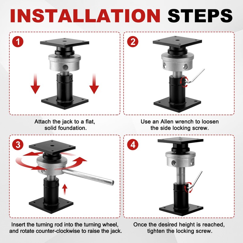 Screw Jacks Home Leveling, 6.5-9" House Floor Jacks, 22,046LBS