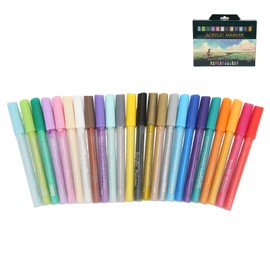 24Pcs Acrylic Paint Markers Multi Function Safe Nontoxic Moistureproof Quick Drying Vivid Colors Acrylic Paint Pens