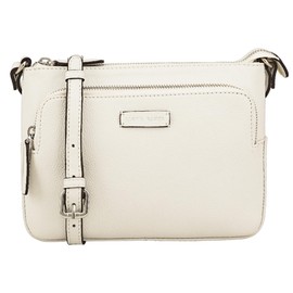 Lloyd Baker London – DEVAL Double-Zip Leather Crossbody Bag: Women's Functional Design in 100% Genuine Full-Grain Leather- BLANC DE BLANC (White)