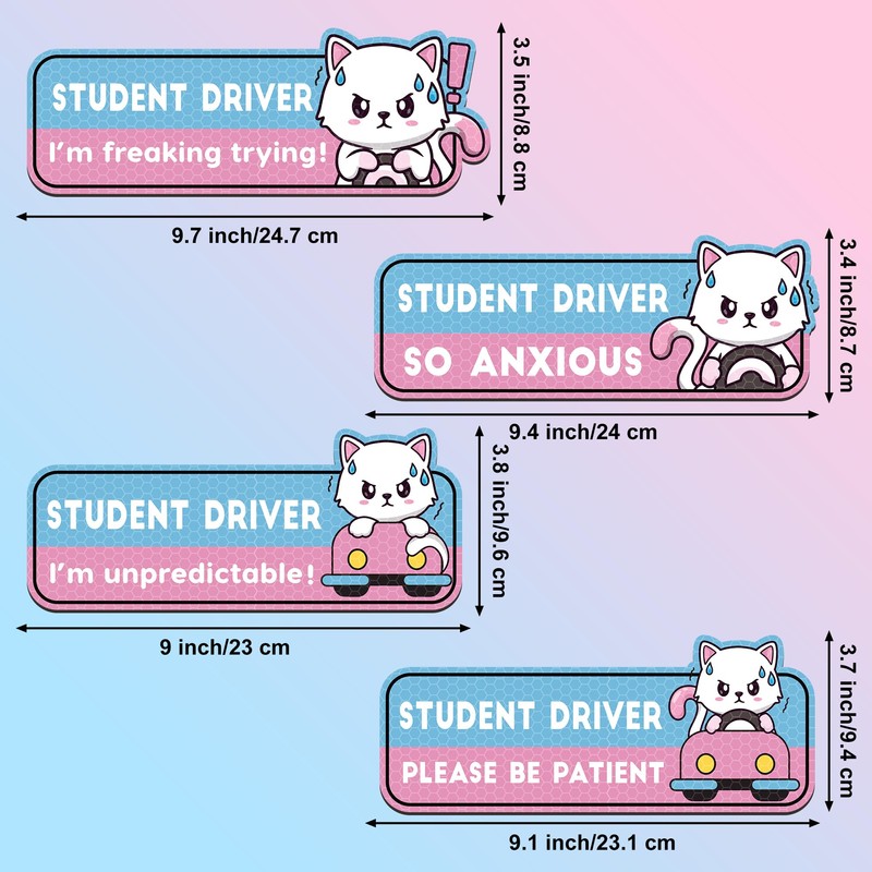 CNhoqc New Driver Car Magnet - 4pcs Cute Nervous Cat