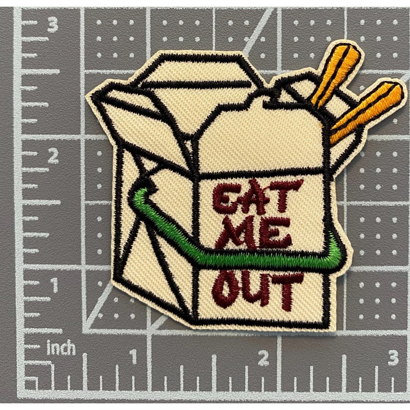 Retro Eat Me Out Take Out Food Funny 3in Patch