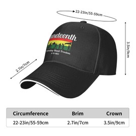 Happy Juneteenth Day Baseball Cap Hats for Men Women Sun Hat Adjustable Magic Buckle Dad Hats Running Workouts Hats Black