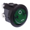 Green On-Off 230V illuminated Round Rocker Switch DPST 10A