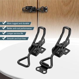 Kigniote GH-4001 Stainless Steel Tension Latch, Box Clasp, Snap Latch, Lever Closure, Side Wall Closure, Locking Hook, Tension Clasp, Metal for Boxes, Cabinets (Black)