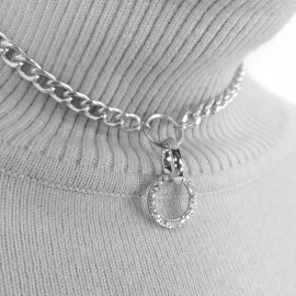 Fashion Jewelry N0135 Silver Colored Chin Circle Shape Pendant Choker Collar Necklace Woman