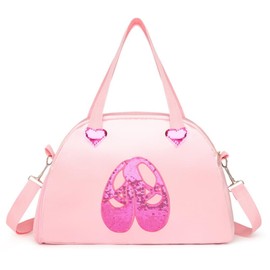 FASHION YO Girls Kids Children Ballet Dance Bag, Pink Ballerina Handbag Tote Gymnastics Sports Duffel Bag, Crossbody Shoulder School Bag Light Weight Carry-on Luggage (Pink2)