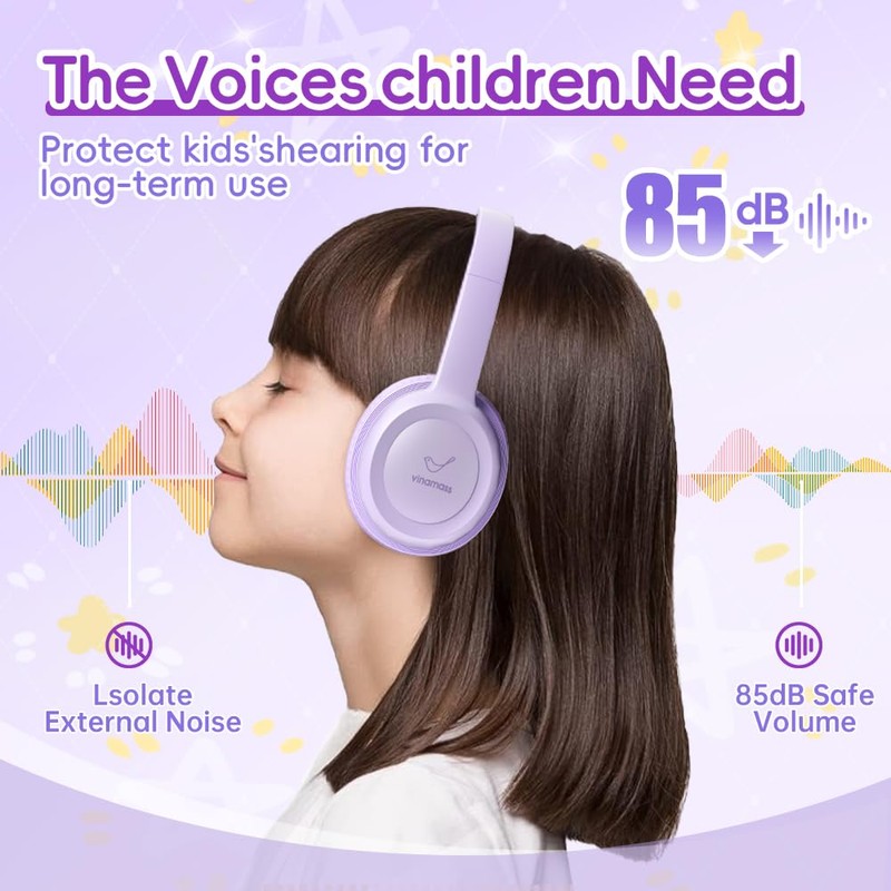 vinamass Kids Bluetooth Headphones,Kids Headphones Wireless with 85dB Volume Limiter,
