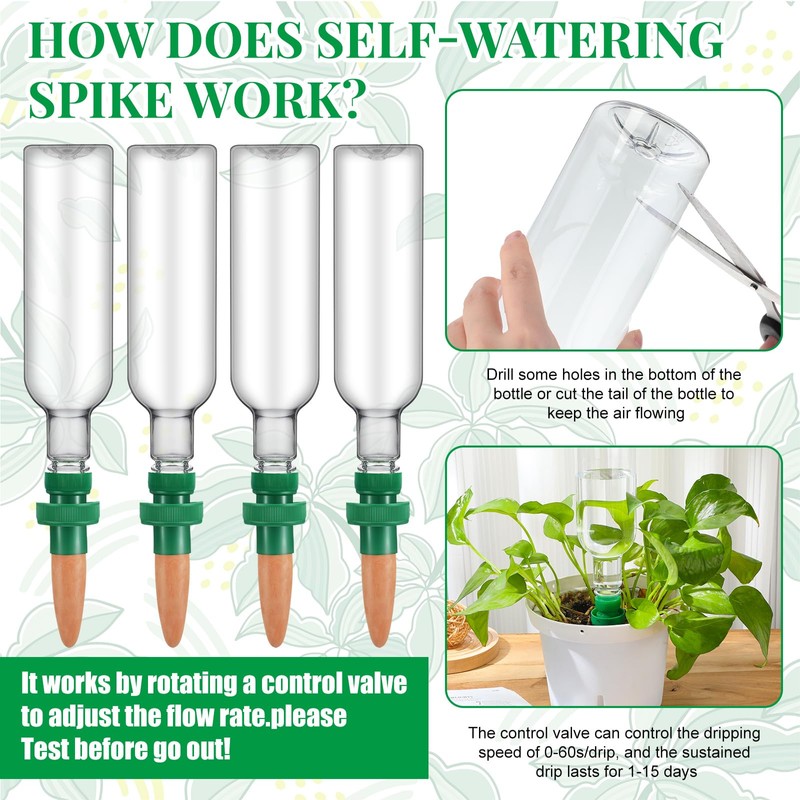 SiliFine 4 Set Plant Watering Devices Include Self Watering Spikes