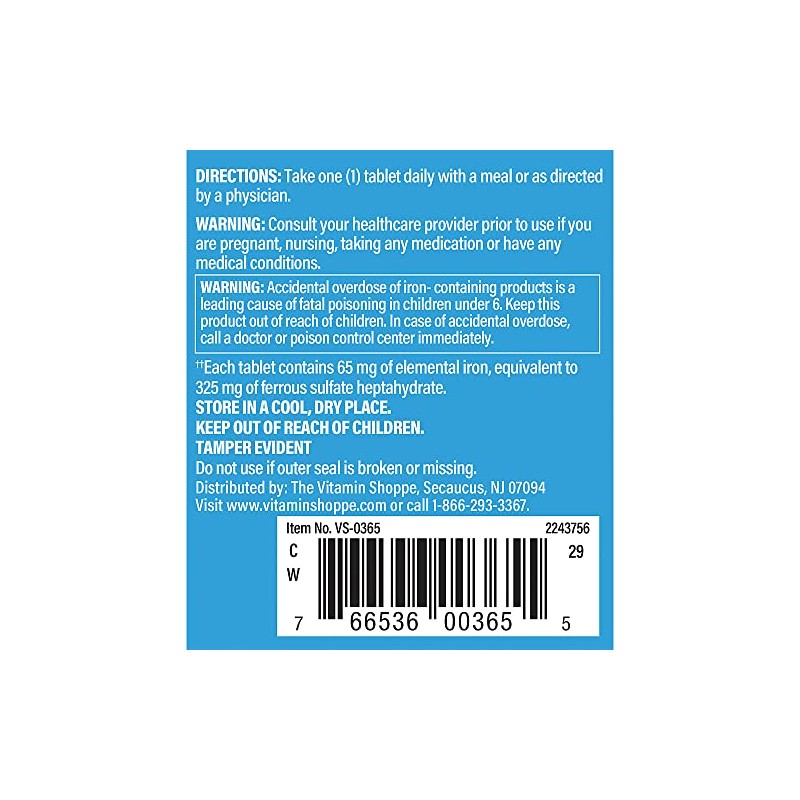 The Vitamin Shoppe Iron 65 MG - Red Blood Cell
