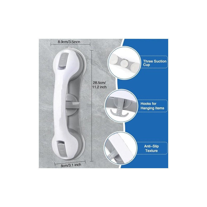 2 Pack Grab Bars for Bathtubs and Showers with 3