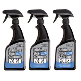 Flitz Stainless Steel Polish Protectant - 16oz Bottle, USA-Made Ceramic Coating for Stainless Steel Appliances, Repels Fingerprints & Water Spots - Aluminum & Chrome Polish & Protectant (3 Pack)