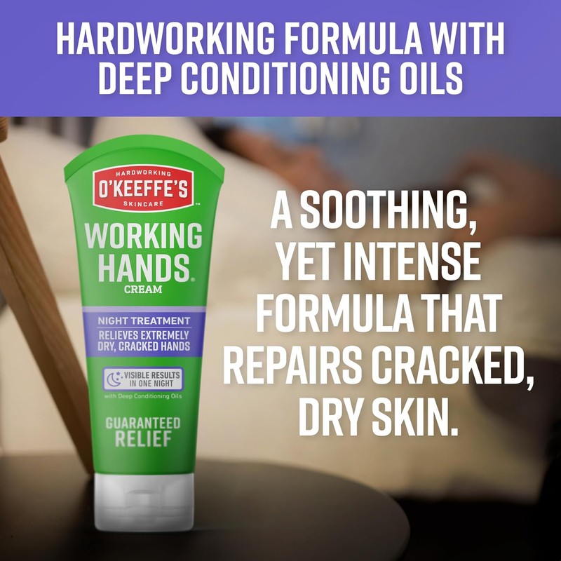 O'Keeffe's Working Hands Night Treatment Hand Cream, 7 Ounce Tube,