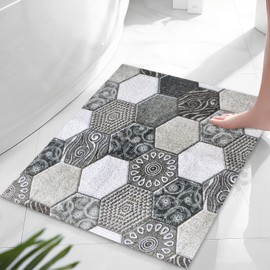 Non-Slip Shower Mat, 60 x 60 cm, Bath Mat, Non-Slip with Drain, PVC Loofah Massage Non-Slip Mat, Soft Comfort Safety Bath Mat, Anti-Mould, Antibacterial, for Bathtub Wet Areas