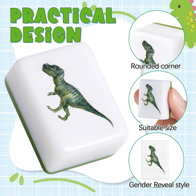 Hollowfly 65 Tiles 30 mm Dinosaur Mahjong Block Set with