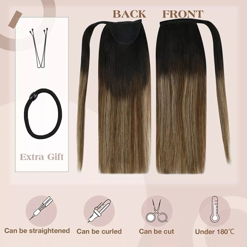 Ve Sunny Extensiones Cabello Natural Negro Ombre Marrón Osc 14in