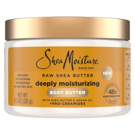 SheaMoisture Deeply Moisturizing Body Butter with Raw Shea Butter, Argan Oil and Pro-Ceramides, Rich Hydration & Healing of Dry Skin, 48H Moisturizing 11.5 oz