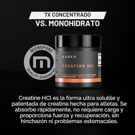 Cápsulas de Creatina HCl Kaged | 7X Concentrada vs Mono | Construcción Muscular y Recuperación | Alta Absorción | Sin Hinchazón | Creatina para Hombre