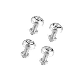 INFINAUTO 4 Pcs Aluminum Alloy License Plate Bolt Screw Nuts for Car Motorcycle Silver Tone Replacement Car Parts Stylish Design